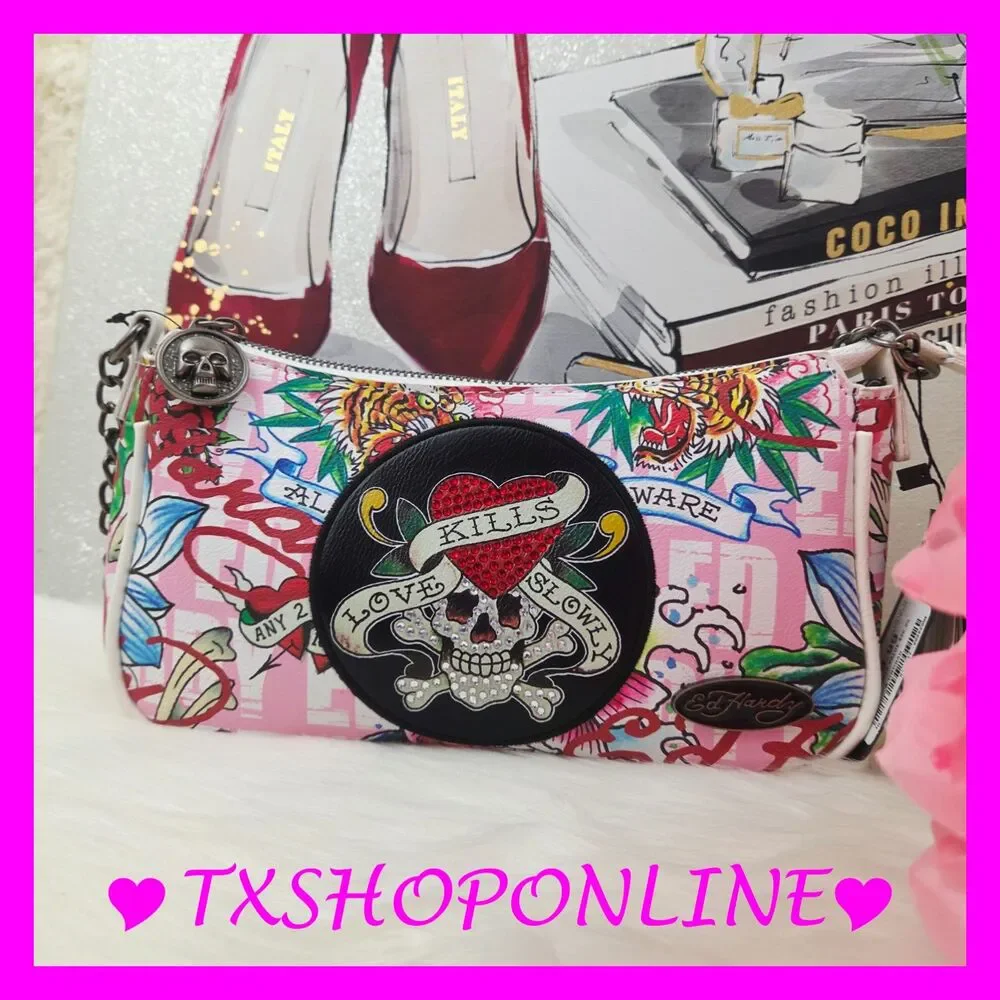 💗💀Ed Hardy Crystal Embellished Crossbody Purse💀💗